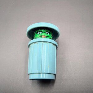 Oscar Grouch Little People Sesame Street Trash Can Goes Up Down Fisher Price Toy